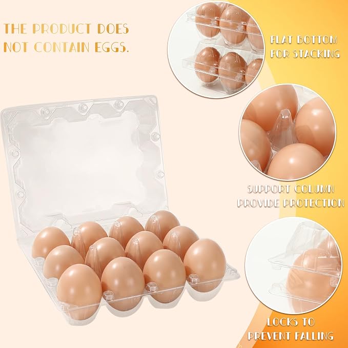 200Pcs Plastic Egg Carton Bulk Empty Clear Egg Tray Holder Container - Image 3