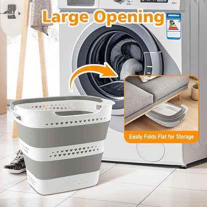 3 Pcs 42L Medium Collapsible Plastic Laundry Basket - Image 6