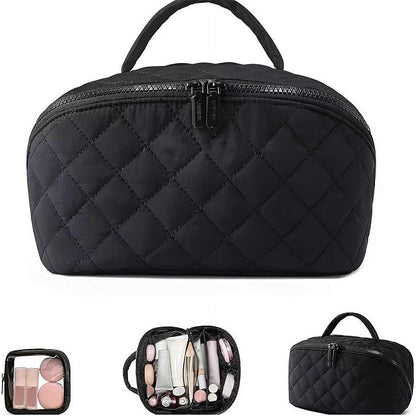 2026 Travel Makeup Bag for Women – 180° Lay-Flat Puffy Cosmetic Organizer by Unknown