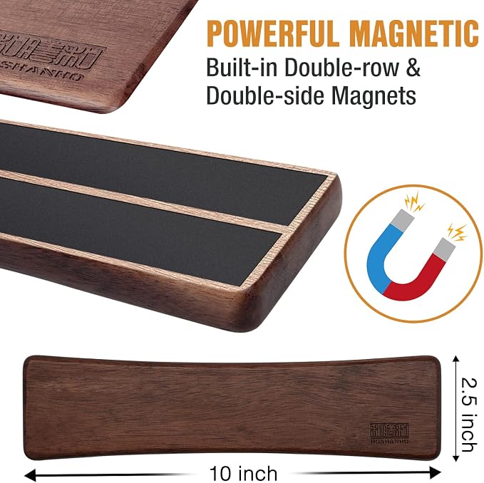 HOSHANHO Knife Magnetic Strip, Acacia Wood Powerful Magnetic Knife Strips - Image 2