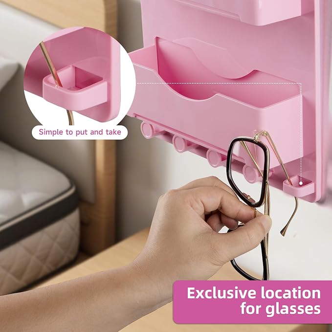 Pink Bedside Shelf Organizer - Image 6