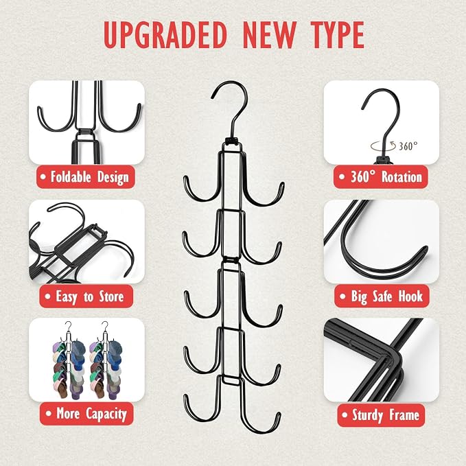 Hat Organizer for Closet, Collapsible Caps Rack - Image 3