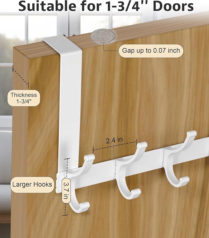 Optish Door Hooks for Hanging, Over The Door Towel Racks for Bathroom, Coat - Image 2