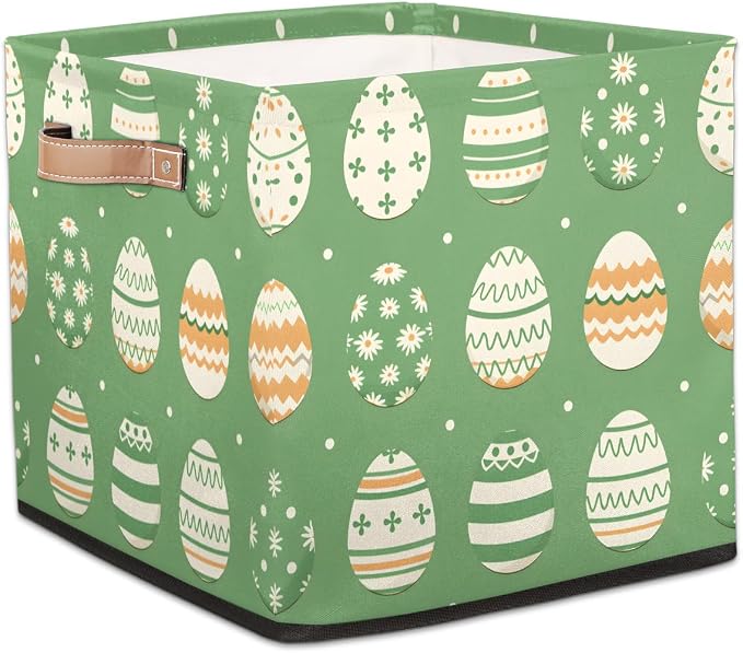 TropicalLife 13x13x13 Inch Large Fabric Storage Cube Easter Sage Green Foldable by TropicalLife