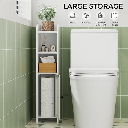 Homhedy Small Bathroom Storage Cabinet, Narrow Toilet Paper Cabinet | Corner - Image 6