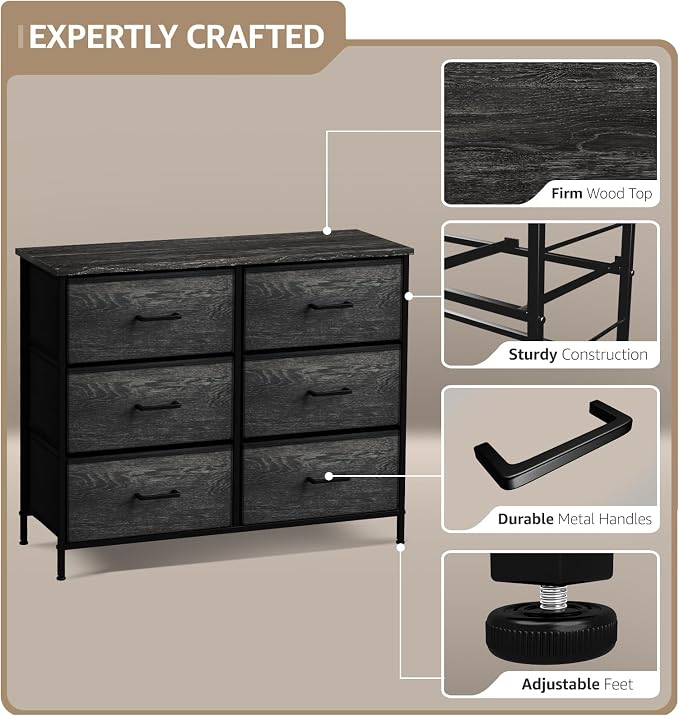 Sorbus Dresser with 6 Faux Wood Drawers - Image 4