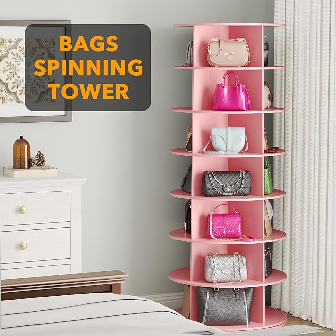 SpaceAid 7 Tier Rotating Shoe Rack Tower, Spinning Shoe Display Lazy Susan - Image 5