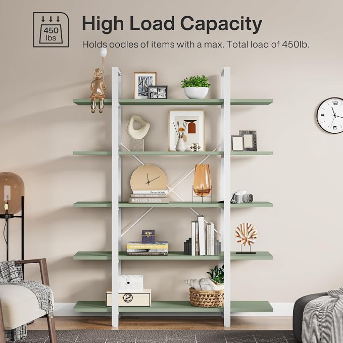 Tribesigns 5-Tier Bookshelf, Vintage Industrial Style Bookcase 72 H x 12 W x - Image 7