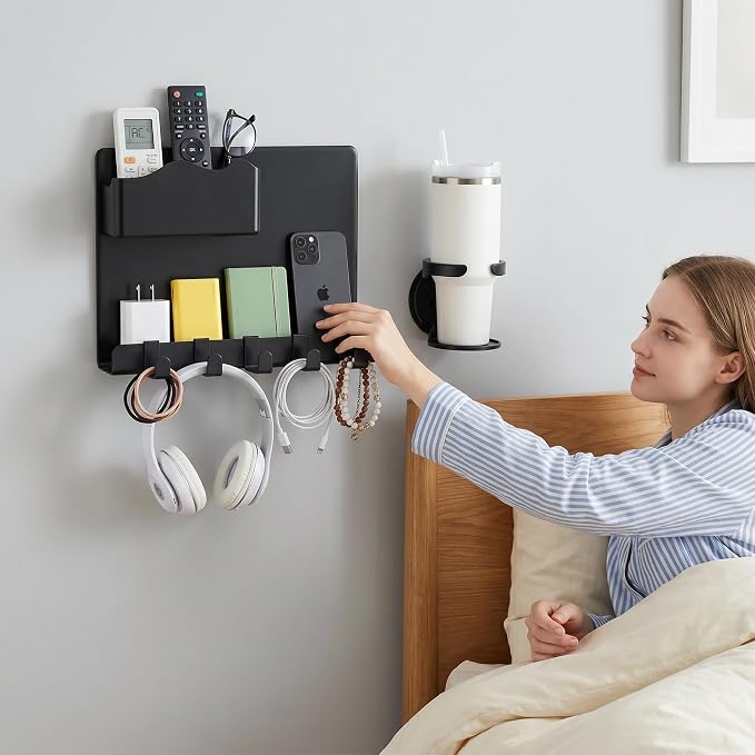 Bedside Wall Shelf for Teen Girls Boys Dorm Room Essentials Bunk Bed Stuff | - Image 2