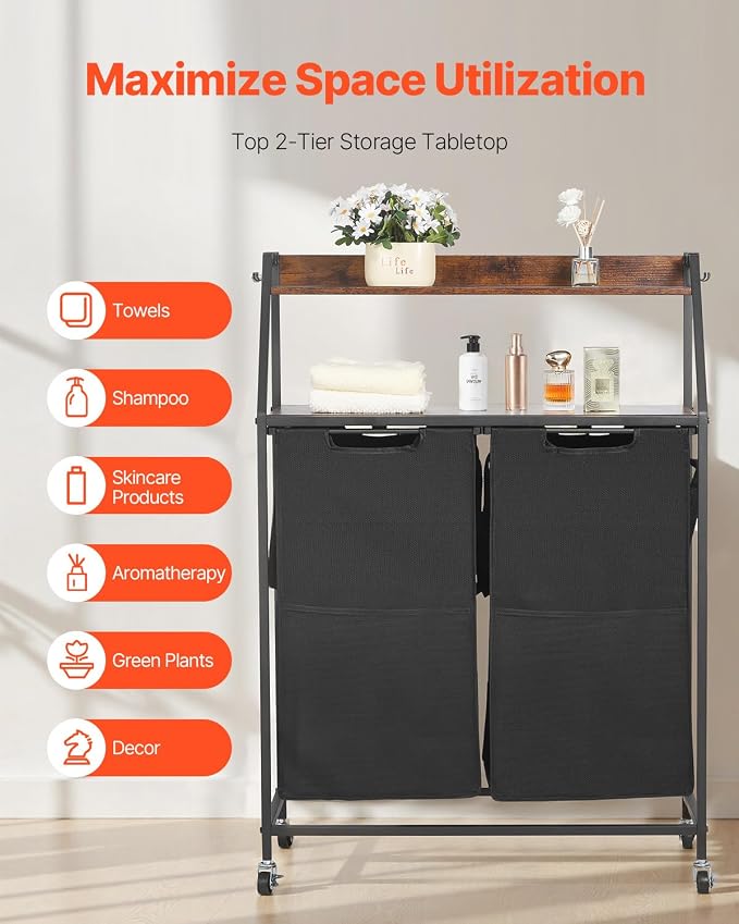 VEVOR 2 Tiers Laundry Sorter, Tall Laundry Hamper - Image 6