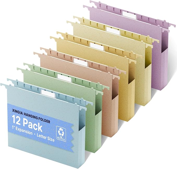 Wheat Straw Plastic Hanging File Folder Letter Size, 12 Pack Extra Capacity by Unknown