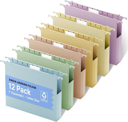 Wheat Straw Plastic Hanging File Folder Letter Size, 12 Pack Extra Capacity by Unknown