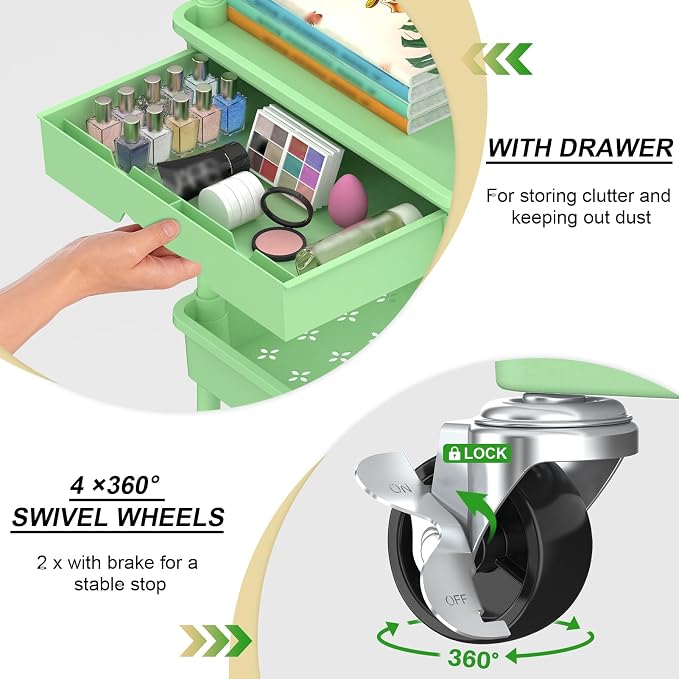 Goovilla 3 Tier Rolling Utility Cart Organizer - Image 2