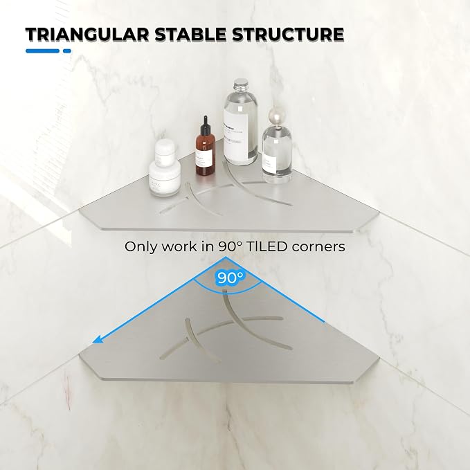 FerdY 2-Pack 10" Brushed Nickel Recessed Corner Shower Shelf, - Image 6