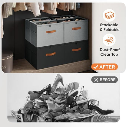 2 Pack Shoe Organizer for Closet, Foldable Shoe Storage Organizer - Image 4