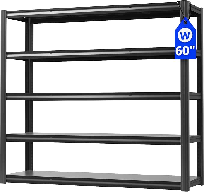 60" W Garage Shelving Heavy Duty, 5 Tier Storage Shelves, 3030LBS Adjustable - Image 4