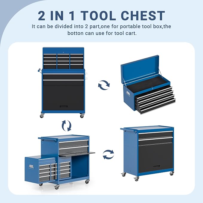 AirWire 8-Drawer Tool Chest, Rolling Tool Storage Cabinet - Image 5