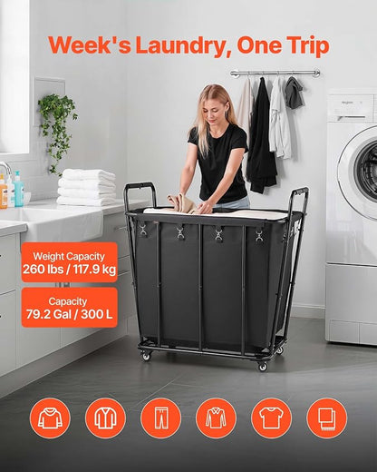 VEVOR Laundry Cart, Rolling Grocery Utility Cart - Image 2