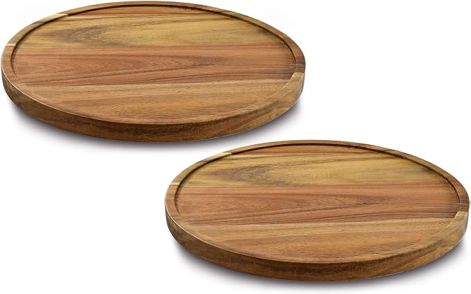 10" Acacia Wood Lazy Susan Organizer Kitchen Turntable by AUAM