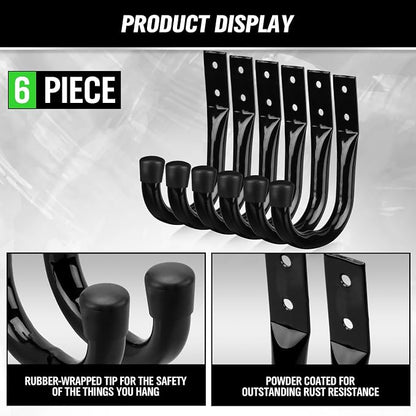 Heavy Duty Garage Storage Hooks, 6-piece Bike Hooks - Image 4