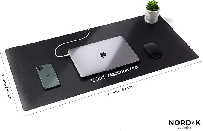 Nordik Cork Leather Desk Mat Cable Organizer Premium Extended Mouse Mat - Image 2