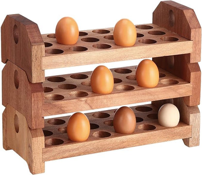 Patelai Wooden Egg Holder Countertop Egg Storage Trays Stackable by Patelai