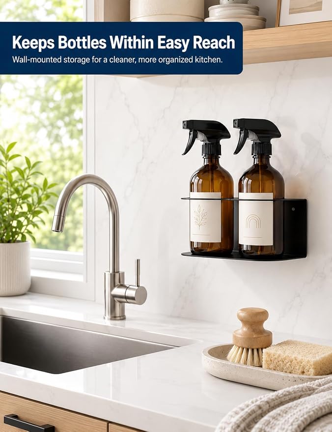 2 Pack Spray Bottle Holder Wall Mount, Heavy Duty Metal Spray Can Holder Rack - Image 6