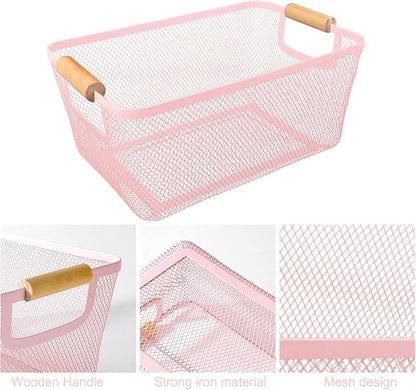 AJIODA Metal Mesh Steel Basket, Large Wire Storage Organizer Basket - Image 3