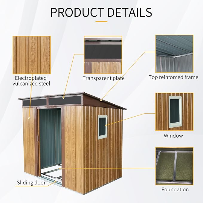Outdoor Metal Storage Shed Window Ventilation Foundation Frame Waterproof - Image 6