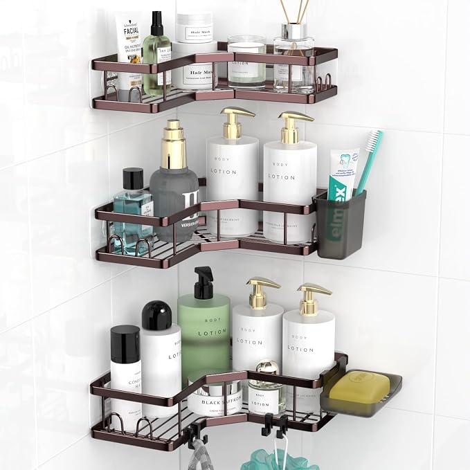 AKTECKE Corner Shower Caddy Organizer Shelf: Adhesive No Drilling Shower Rack by AKTECKE