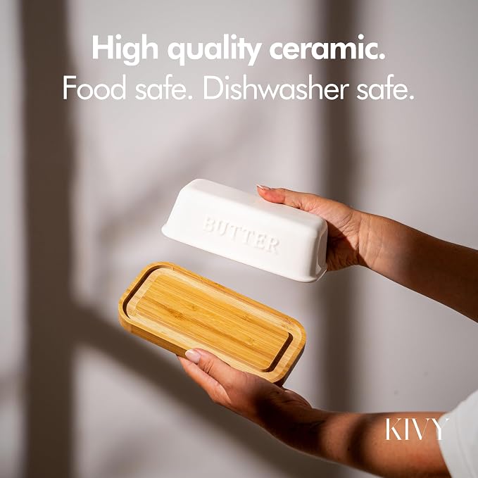 KIVY Ceramic butter dish with airtight lid that keeps butter soft - Image 8