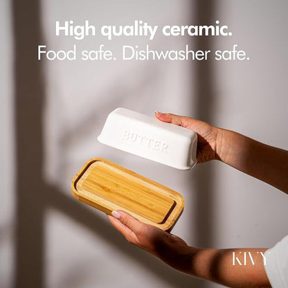 KIVY Ceramic butter dish with airtight lid that keeps butter soft - Image 8