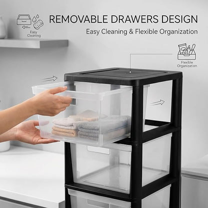 3 Drawer Plastic Storage Tower Craft Organizer Chest - Image 4