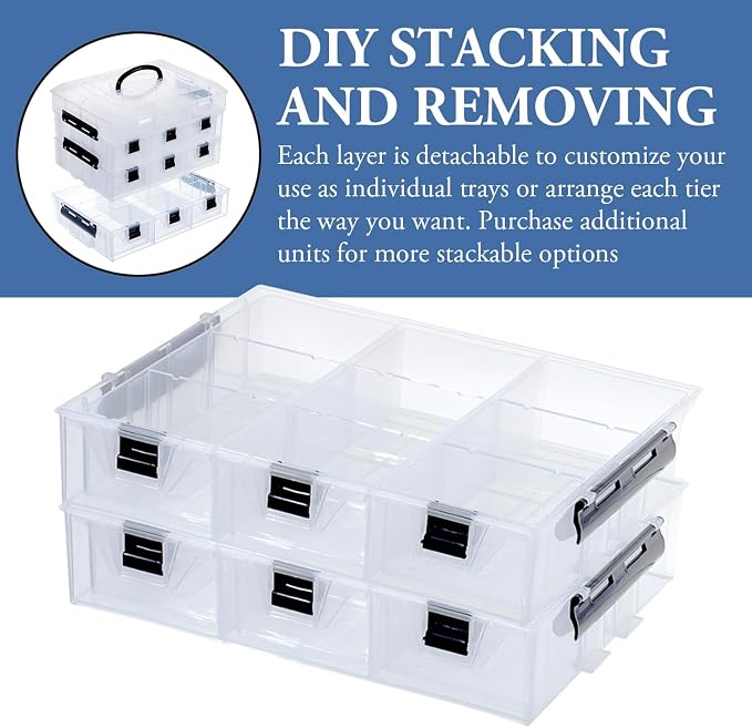 MyGift Single Add-on Tray for 11 Inch Clear Arts and Crafts Stackable Storage - Image 2