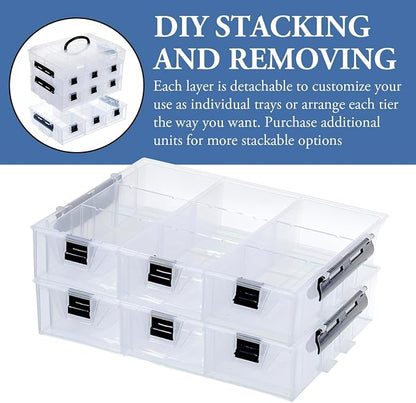 MyGift Single Add-on Tray for 11 Inch Clear Arts and Crafts Stackable Storage - Image 2