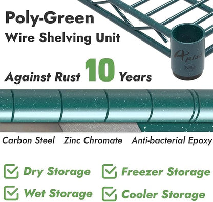 APLSS NSF 4-Tier Green-Epoxy Storage Shelves, Moist&Dry Environments, - Image 3