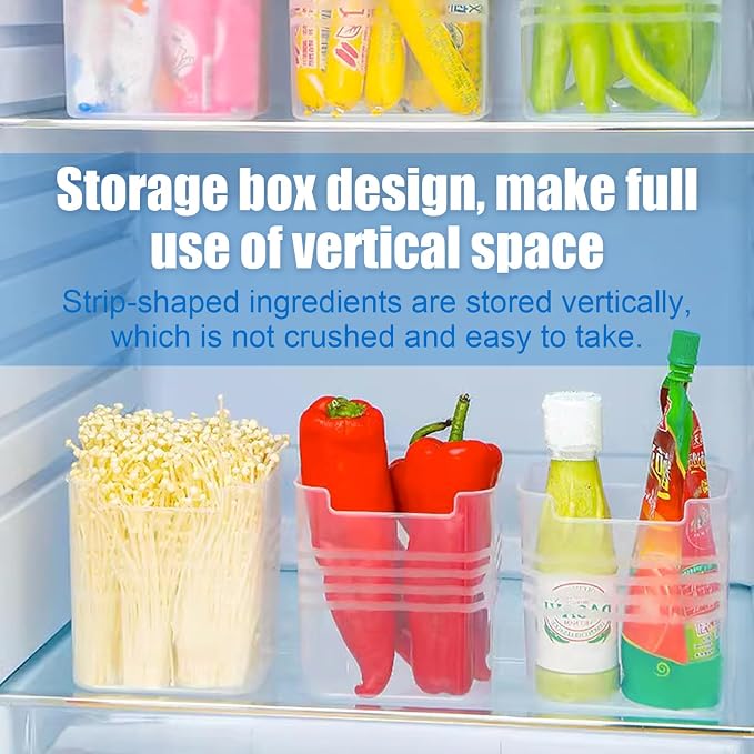 6 PCS Fridge Organizer Bins, Refrigerator Side Door Storage Box, Plastic Clear - Image 4