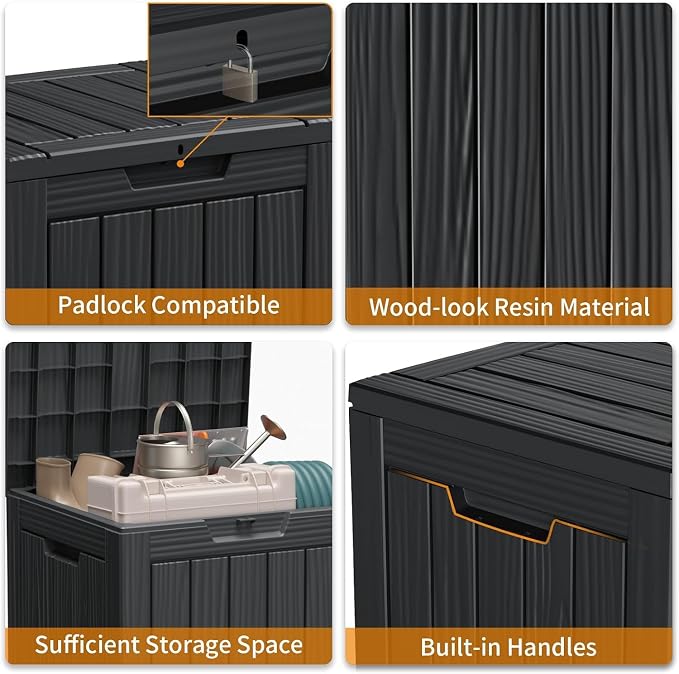 28 Gallon Deck Box, Resin Outdoor Storage Box - Image 5