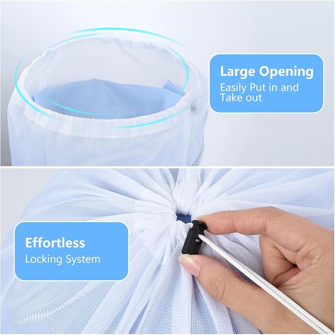 OTraki 16x20 Inch Mesh Laundry Bags 2PCS Small Drawstring Dirty Clothes Washing - Image 3