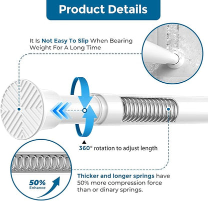 AIZESI Spring Tension Curtain Rod 24 to 46 Inch, Spring Tension Rod No Drilling - Image 3