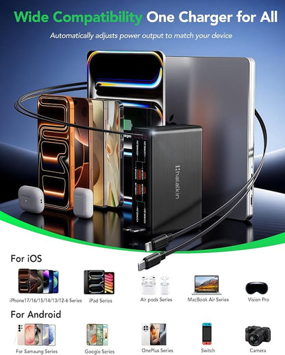 8-in-1 Retractable Charger for Apple Samsung USB C Gan Multiple Devices | 105W - Image 5
