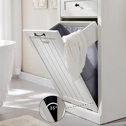 Tilt Out Trash Can Cabinet, 10 Gallon Farmhouse Laundry Hamper Cabinet - Image 5