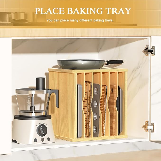7 Tier Wooden Cabinet Tray Dividers, Kitchen Cabinet Tray Divider - Image 4
