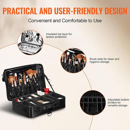 VEVOR Makeup Train Case Professional Makeup Storage Organizer Box Make Up - Image 5