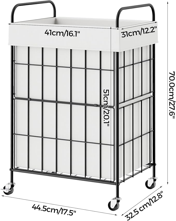 Laundry Hamper with Wheels, 90L Laundry Basket with Handle, Laundry Sorter with - Image 7