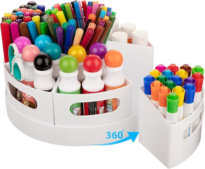 Art Supplies Organizer, Extra Large 360° Rotating Desk Organizer by CraftGenesTools