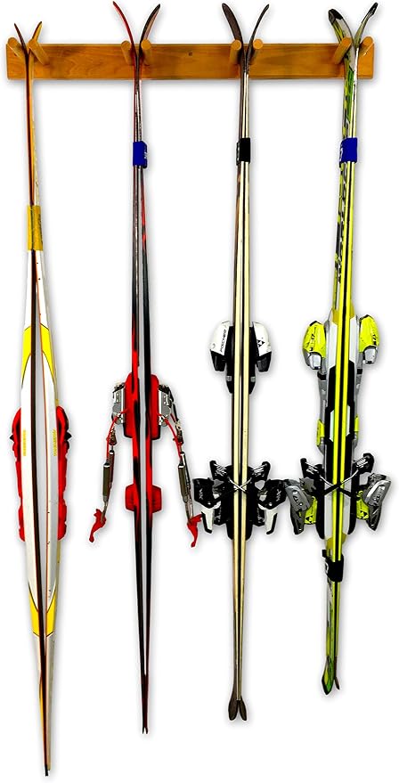 StoreYourBoard Timber Ski Wall Rack, 4 Pairs of Skis Storage, Wood Home and by StoreYourBoard
