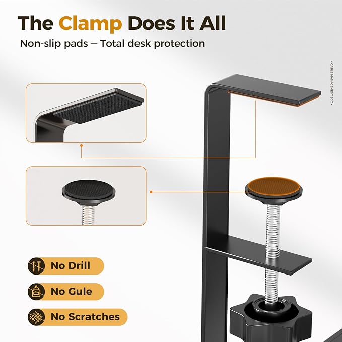 Under Desk Cable Management Tray Black, Cinati Wire Organizers No Drill - Image 4