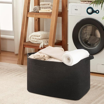 118L Extra Large Blanket Basket, 24.8" x 17.7" x 17.2" Woven Storage Basket - Image 5