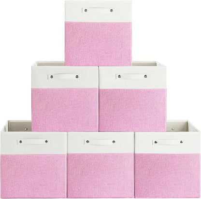 FinishingBo 13x13x13 Storage Cube Bins 6 Pack, Cube Shelf Baskets | Foldable by SimplifySpaceSimplifyLife